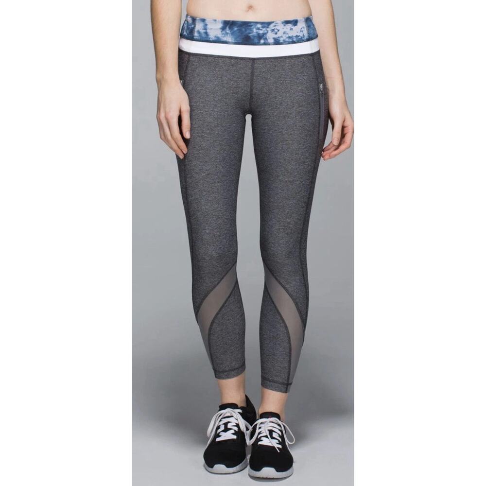 Lululemon Inspire Tight II Heathered Black Athleisure Yoga Running Leggings Sz 4